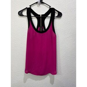 Express Women's Racerback‎ Tank Top Fuchsia Black Zip Detail Size XS
